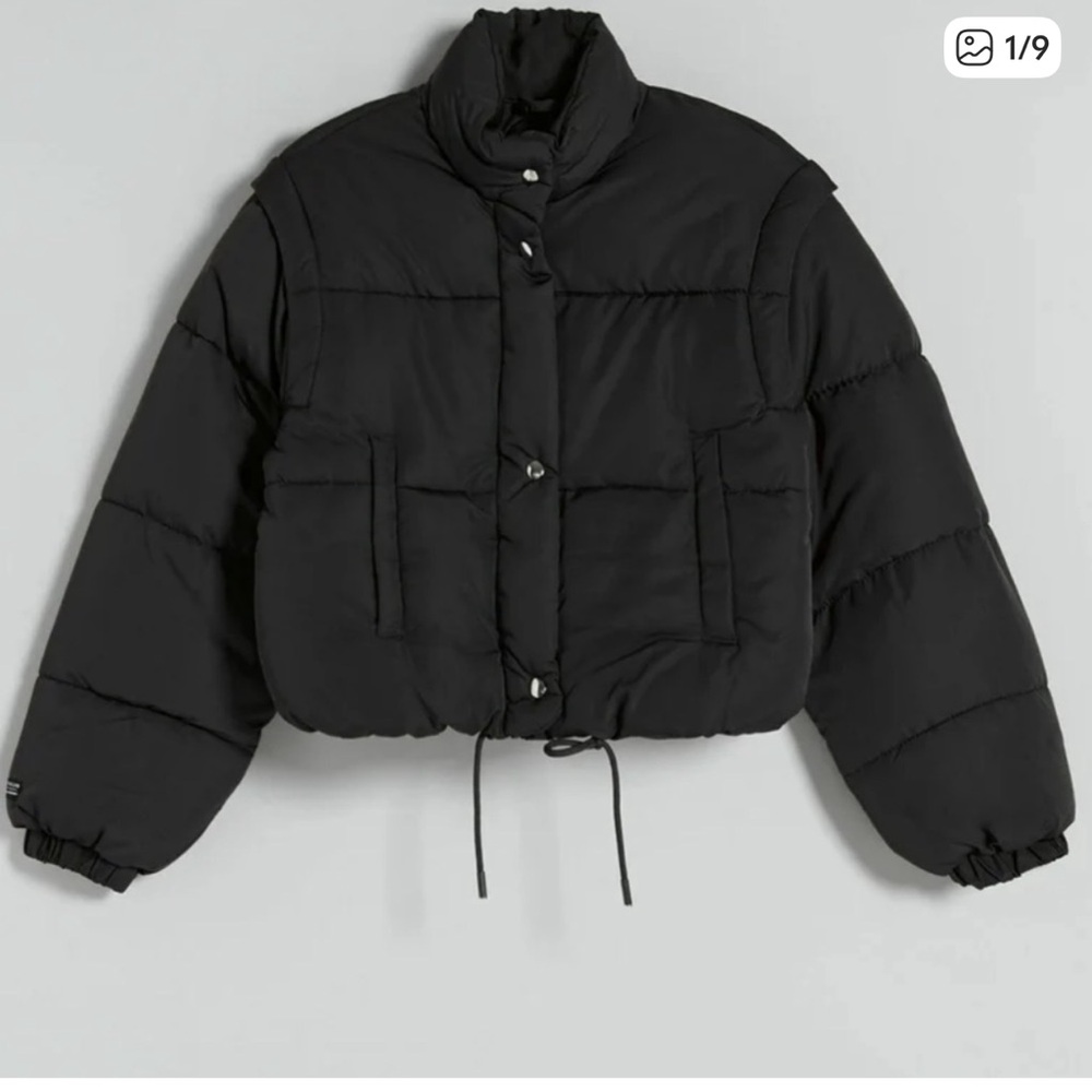 Bershka women's black puffer jacket coat xs extra small Women's Puffer Jacket